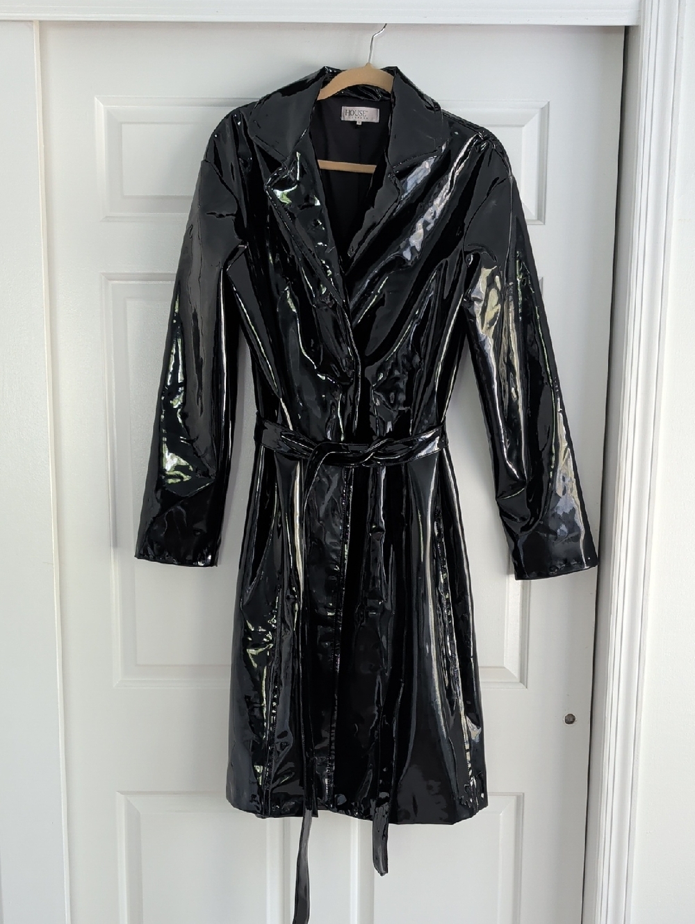 House Of London Patent Leather Black Trench Coat - Women